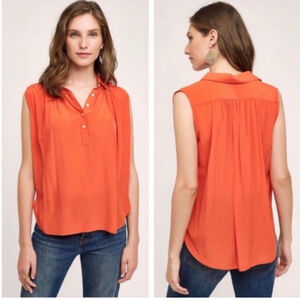 Maeve Anthropologie Orange 100% Silk Tank Top Sleeveless Shirt Blouse Women’s M